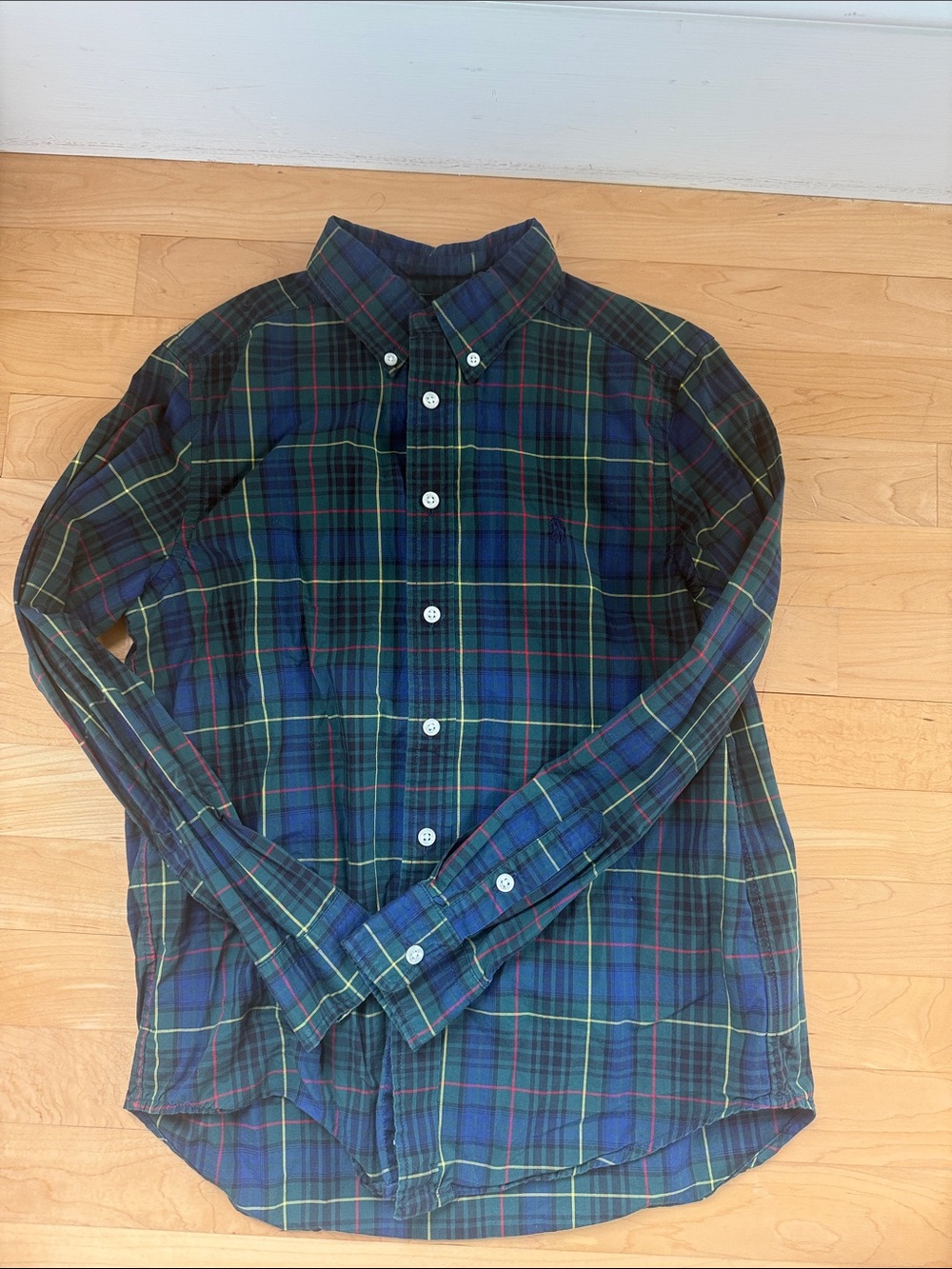 Polo by Ralph Lauren Navy, Green & Yellow Plaid Button-Down Shirt